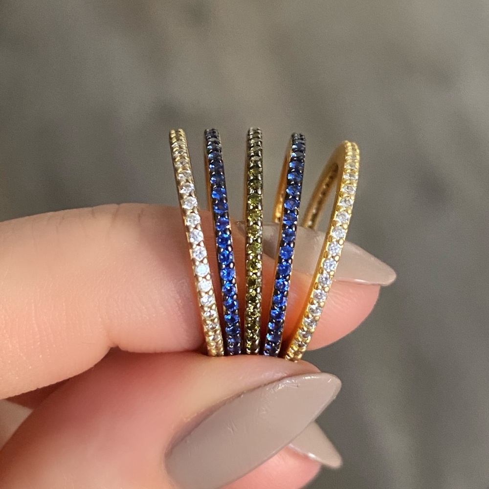 Set of 5 Vivid Stackable Pavé Bands